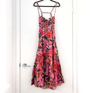 NWT FARM Rio Pink Floral Midi Dress Size M